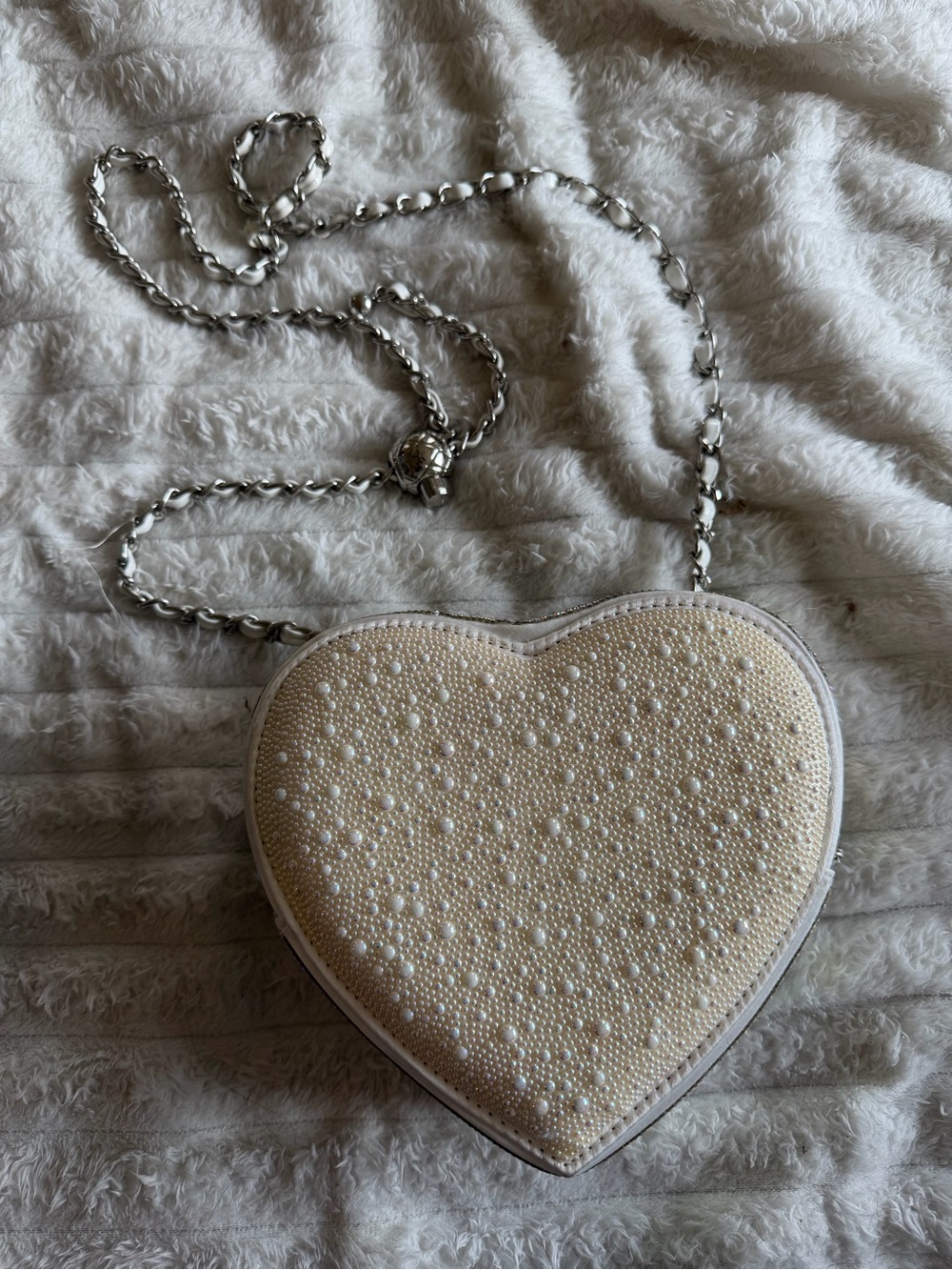 Betsey Johnson Pearl Heart Sparkler Crossbody Bag